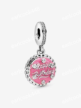 Pandora Birthday Cake Silver Dangle – Clear CZ & Pink Enamel